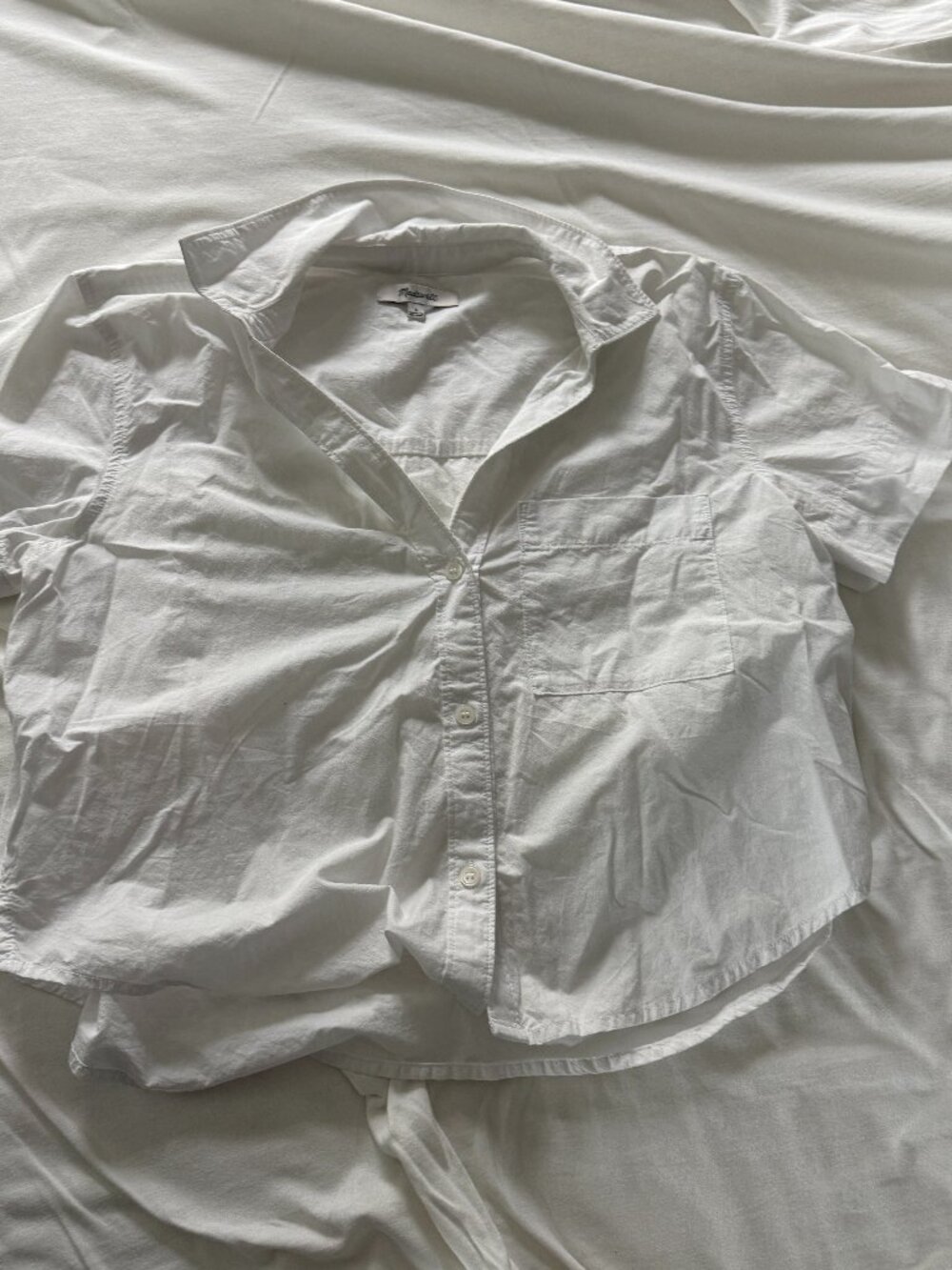 Madewell White Short Sleeve Button Down Shirt Size Small